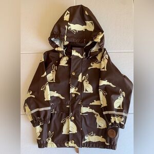Mini Rodini Brown Rabbit Rain Jacket Coat 104/110( 4-5y)